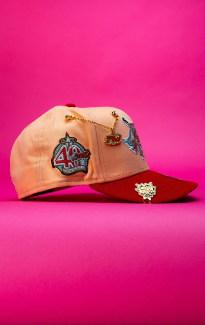 NEW ERA EXCLUSIVE 59FIFTY BLUSH/MAROON ANAHEIM ANGELS W/ 40TH ANNIVERSARY SIDE PATCH