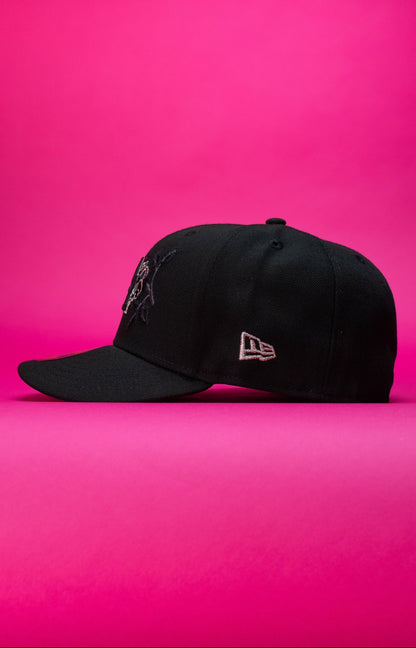 NEW ERA EXCLUSIVE 59FIFTY BLACK LOS ANGELES DODGERS W/ EMBROIDERY + 50TH ANNIVERSARY SIDE PATCH