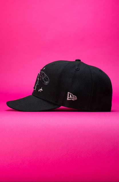 NEW ERA EXCLUSIVE 59FIFTY BLACK LOS ANGELES DODGERS W/ EMBROIDERY + 40TH ANNIVERSARY SIDE PATCH