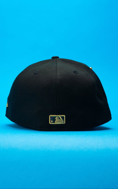 NEW ERA EXCLUSIVE 59FIFTY BLACK LOS ANGELES DODGERS W/ BLOOMING ROSE + WORLD SERIES CHAMPIONS SIDE PATCH