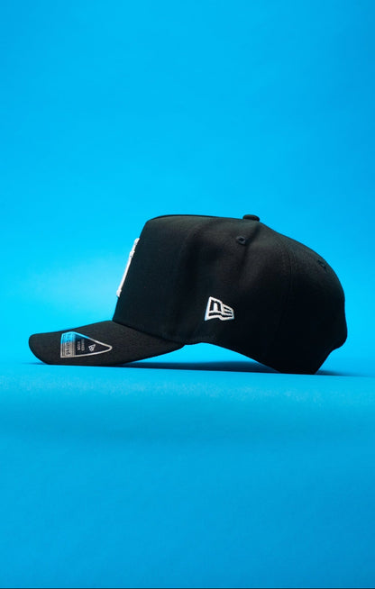 NEW ERA 9FIFTY A-FRAME BLACK UPSIDE DOWN LOS ANGELES DODGERS SNAPBACK W/ 60TH ANNIVERSARY SIDE PATCH