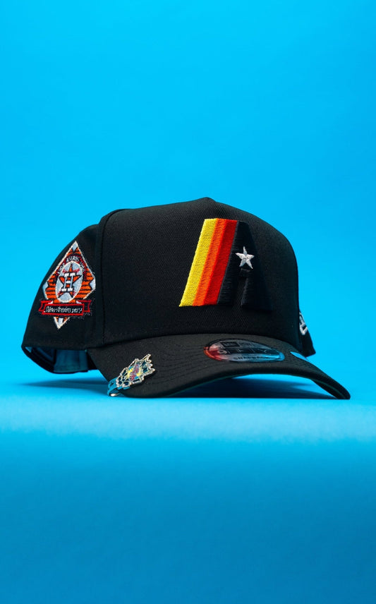 NEW ERA 9FIFTY A-FRAME BLACK HOUSTON ASTROS SNAPBACK W/ 40TH ANNIVERSARY SIDE PATCH
