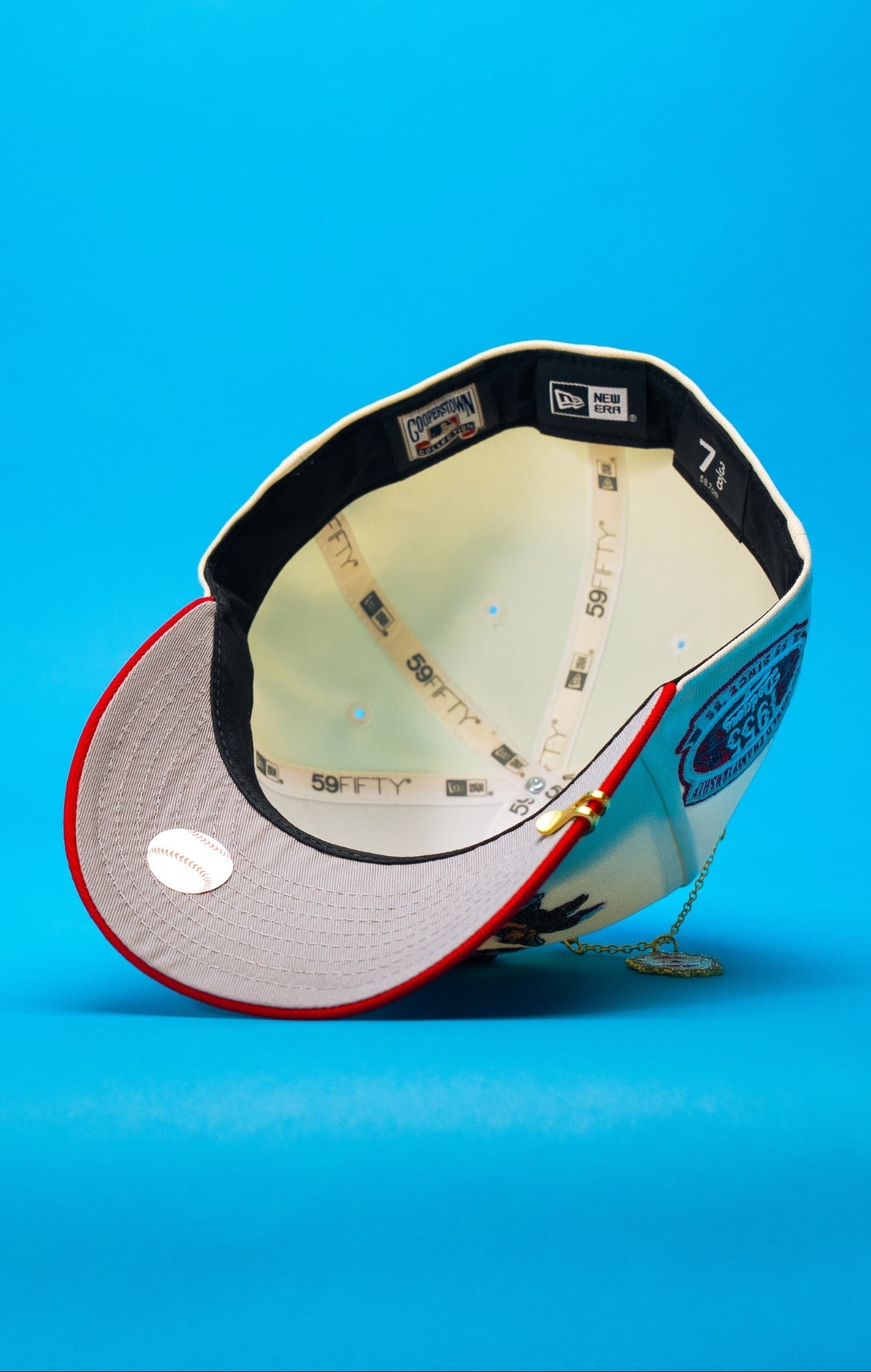 NEW ERA EXCLUSIVE 59FIFTY CHROME/RED LOS ANGELES DODGERS "CITY OF ANGELS" W/ 1ST WORLD CHAMPIONSHIP SIDE PATCH