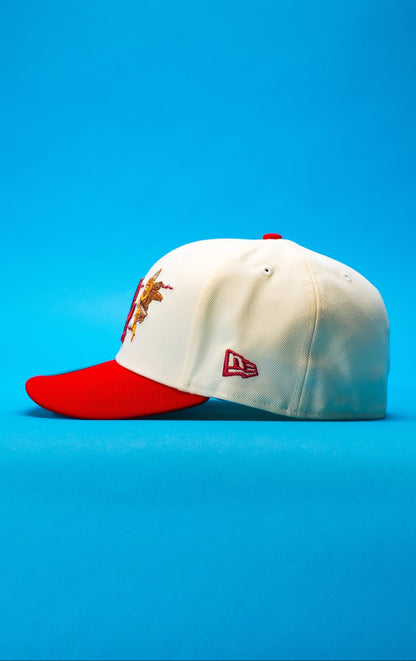 NEW ERA EXCLUSIVE 59FIFTY CHROME/RED LOS ANGELES DODGERS "CITY OF ANGELS" W/ 1ST WORLD CHAMPIONSHIP SIDE PATCH