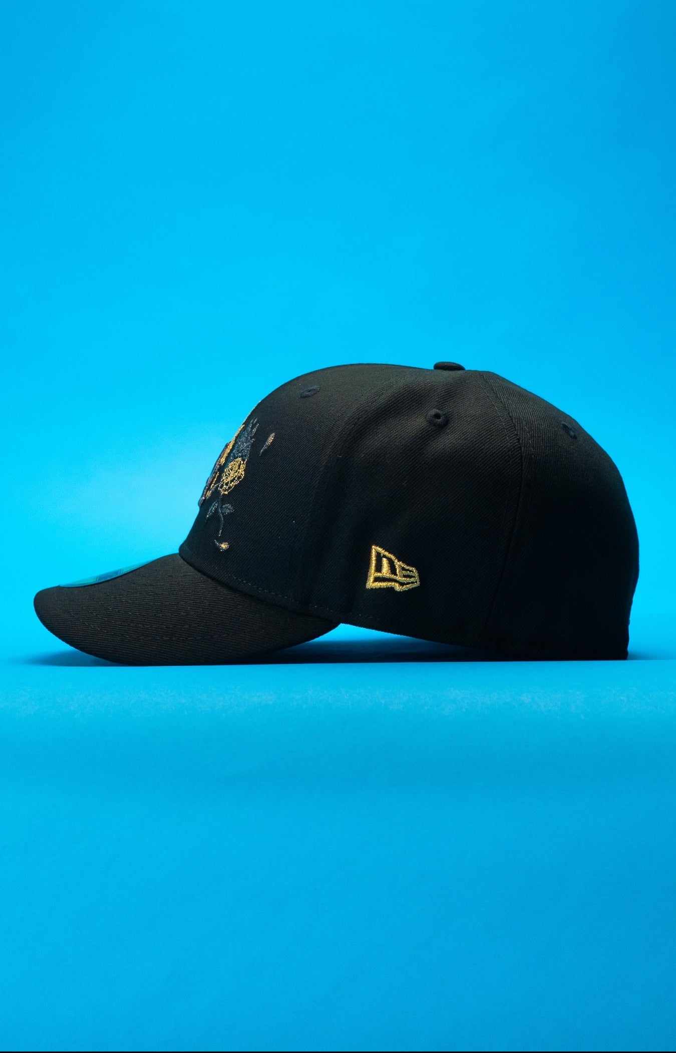 NEW ERA EXCLUSIVE 59FIFTY BLACK LOS ANGELES DODGERS W/ BURNT ROSES + ALL STAR GAME SIDE PATCH