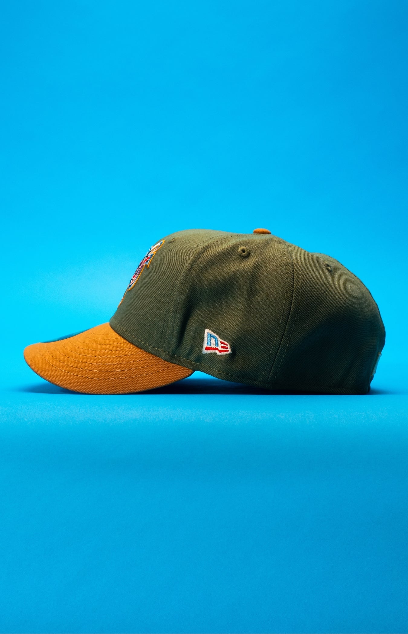 NEW ERA EXCLUSIVE 59FIFTY OLIVE/KHAKI ANAHEIM ANGELS W/ 40TH ANNIVERSARY SIDE PATCH