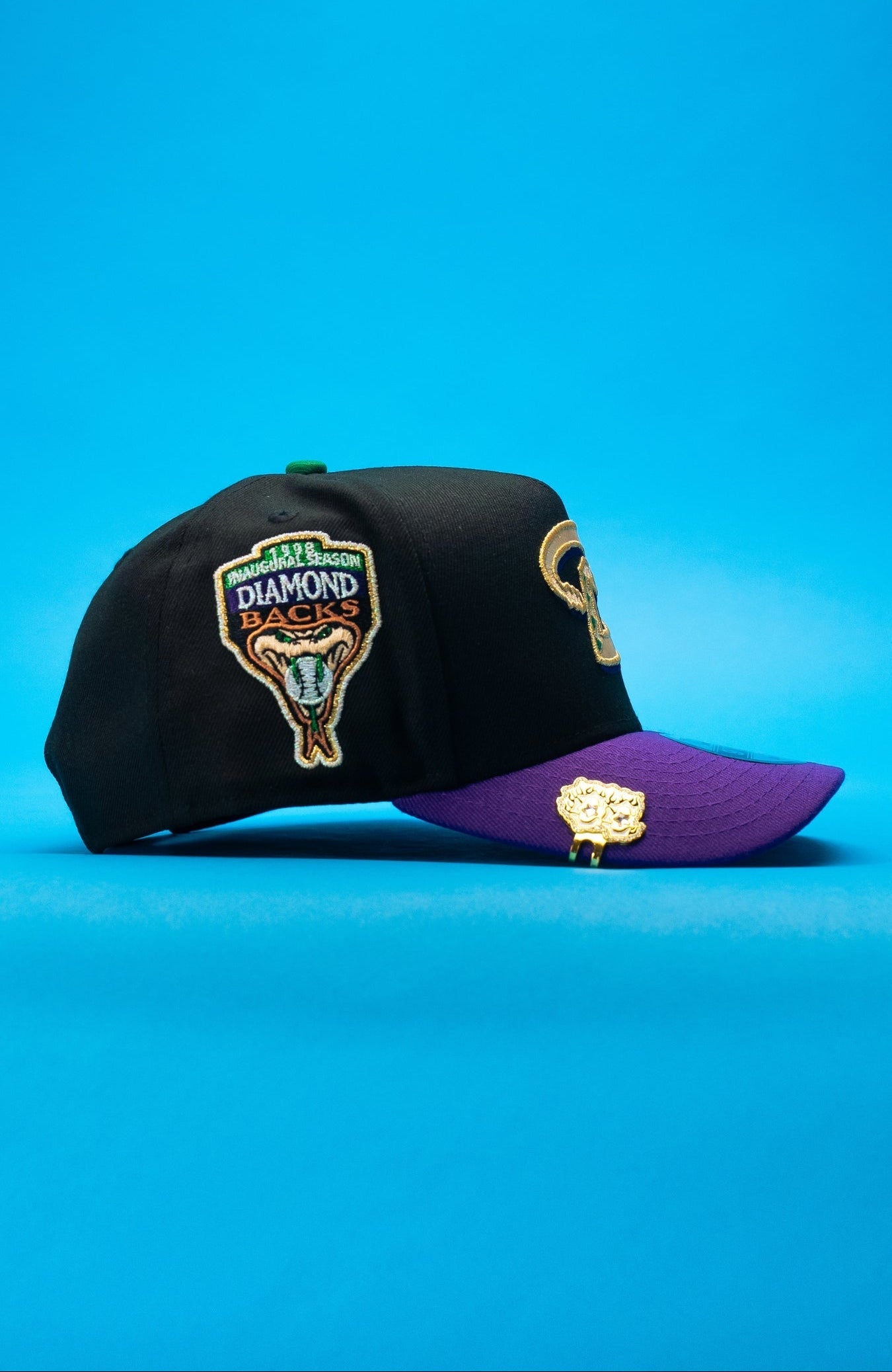 NEW ERA 9FIFTY A-FRAME BLACK/PURPLE ARIZONA DIAMONDBACKS SNAPBACK W/ 1998 INAUGURAL SEASON SIDE PATCH