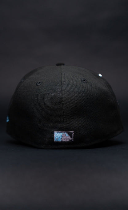 NEW ERA EXCLUSIVE 59FIFTY BLACK LOS ANGELES DODGERS W/ RED ROSE + 40TH ANNIVERSARY SIDE PATCH