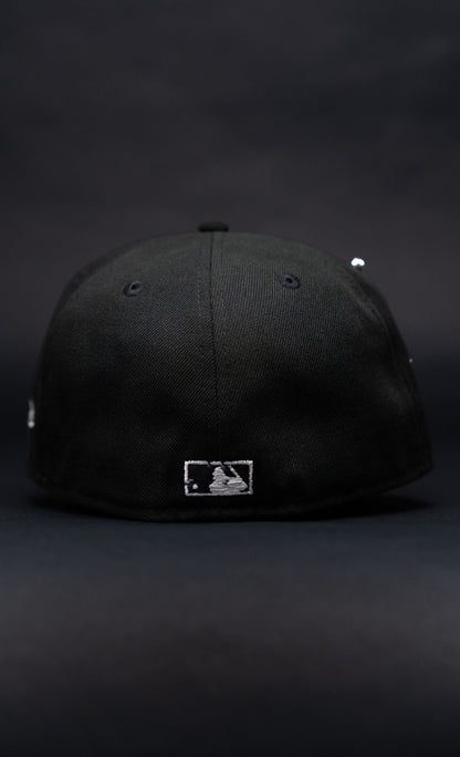 NEW ERA EXCLUSIVE 59FIFTY BLACK LOS ANGELES DODGERS W/ EMBROIDERY + 75TH WORLD SERIES SIDE PATCH
