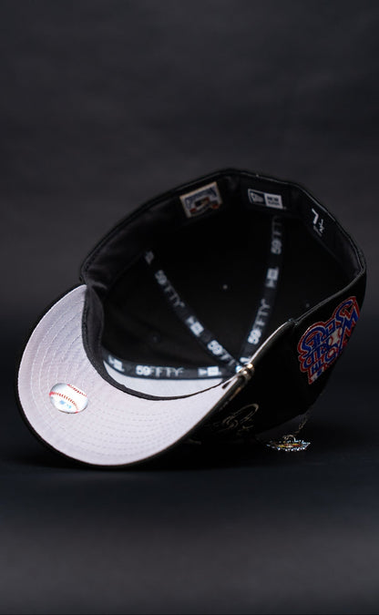 NEW ERA EXCLUSIVE 59FIFTY BLACK LOS ANGELES DODGERS W/ EMBROIDERY + 75TH WORLD SERIES SIDE PATCH