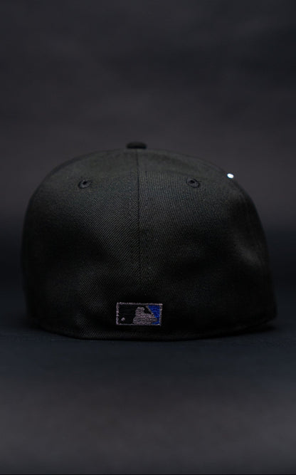 NEW ERA EXCLUSIVE 59FIFTY BLACKED OUT LOS ANGELES DODGERS "CITY OF ANGELS" W/ 50TH ANNIVERSARY SIDE PATCH