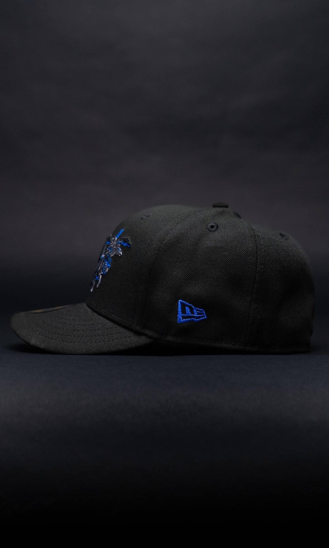 NEW ERA EXCLUSIVE 59FIFTY BLACKED OUT LOS ANGELES DODGERS "CITY OF ANGELS" W/ 50TH ANNIVERSARY SIDE PATCH