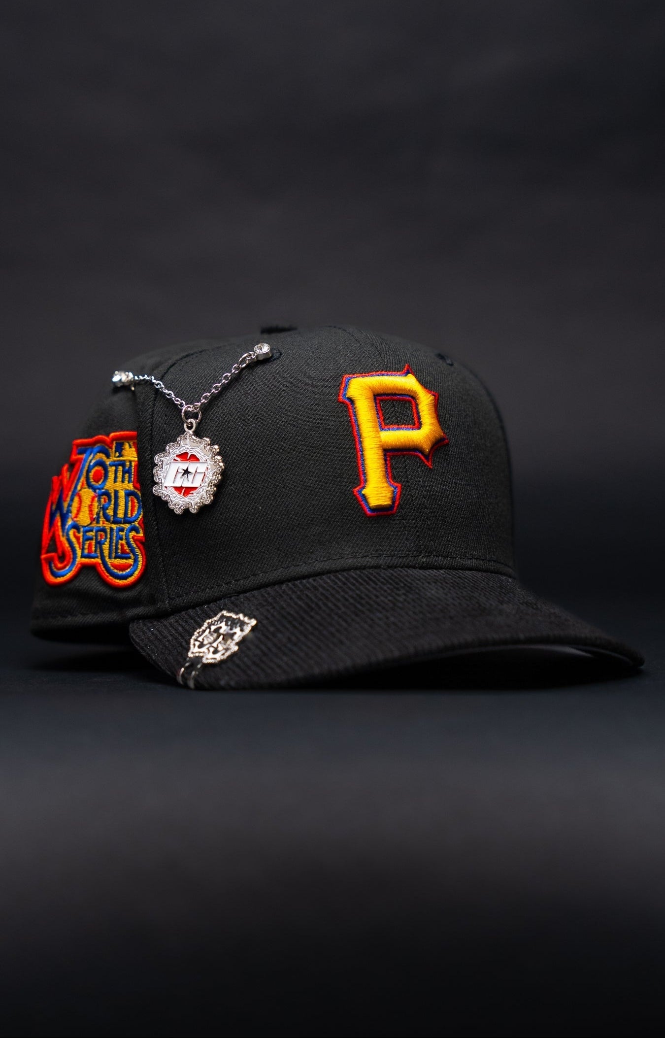 NEW ERA EXCLUSIVE 59FIFTY BLACK/CORDUROY PITTSBURGH PIRATES W/ 76TH WORLD SERIES SIDE PATCH