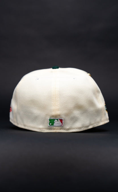 NEW ERA EXCLUSIVE 59FIFTY CHROME/FOREST GREEN LOS ANGELES DODGERS "CITY OF ANGELS" W/ ALL STAR GAME SIDE PATCH