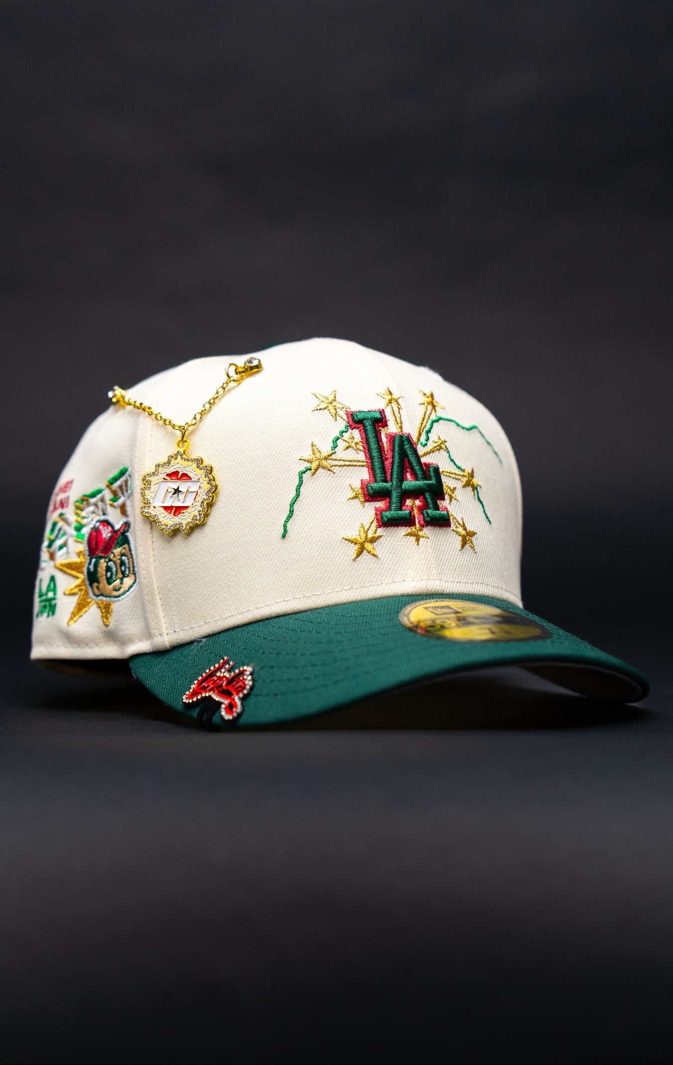 NEW ERA EXCLUSIVE 59FIFTY CHROME/FOREST GREEN LOS ANGELES DODGERS W/ EMBROIDERY + SHOHEI OHTANI SIDE PATCH