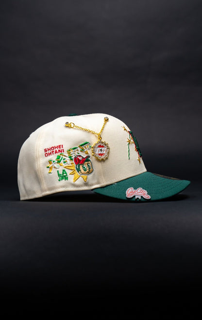 NEW ERA EXCLUSIVE 59FIFTY CHROME/FOREST GREEN LOS ANGELES DODGERS W/ EMBROIDERY + SHOHEI OHTANI SIDE PATCH