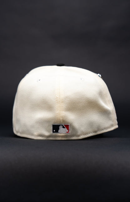 NEW ERA EXCLUSIVE 59FIFTY CHROME/BLACK LOS ANGELES DODGERS W/ RED ROSE + 1981 WORLD SERIES SIDE PATCH