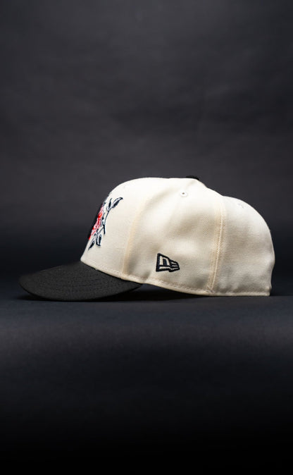 NEW ERA EXCLUSIVE 59FIFTY CHROME/BLACK LOS ANGELES DODGERS W/ RED ROSE + 1981 WORLD SERIES SIDE PATCH