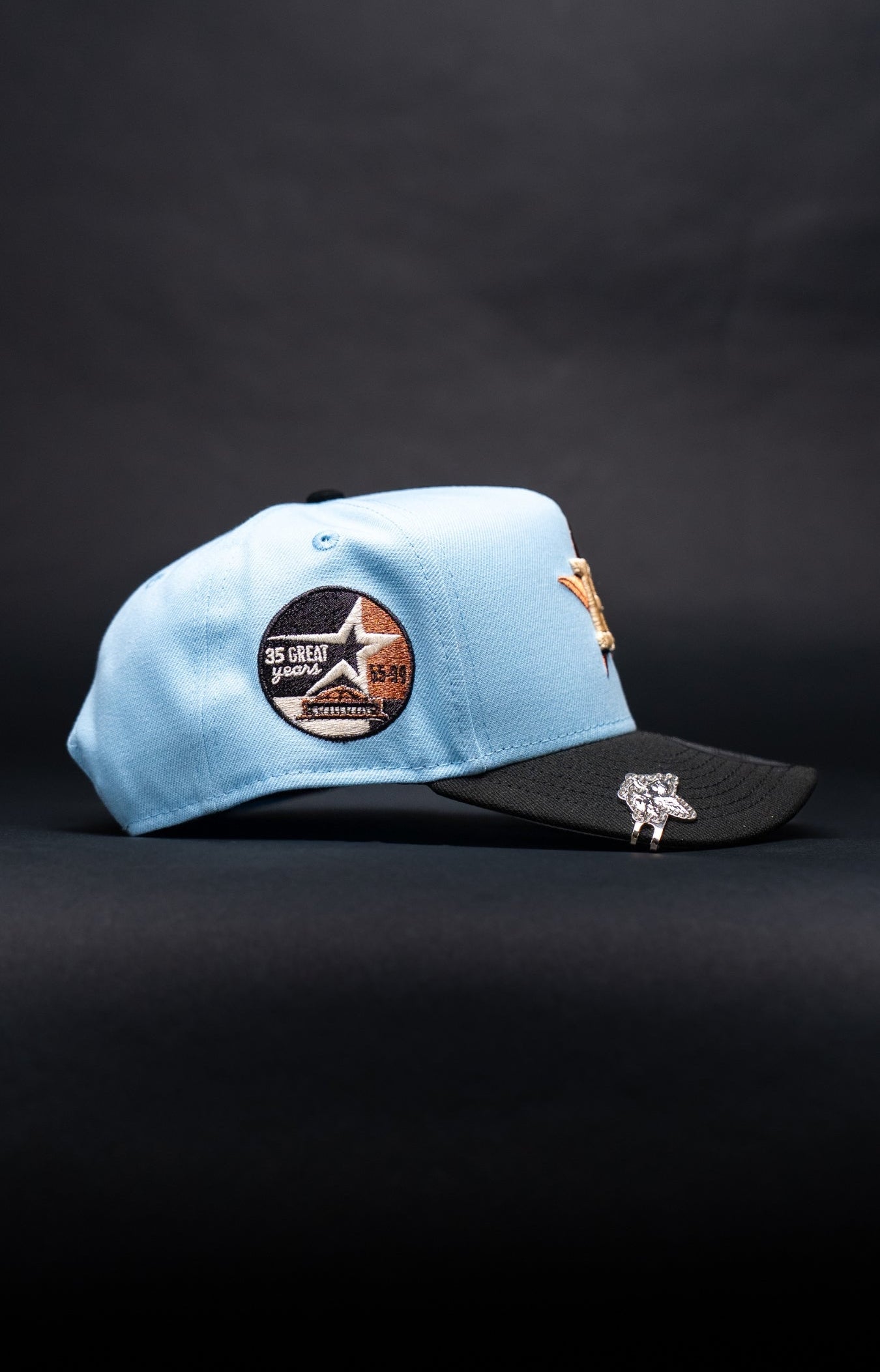 NEW ERA 9FIFTY A-FRAME SKY BLUE HOUSTON ASTROS W/ "35 GREAT YEARS" SIDE PATCH