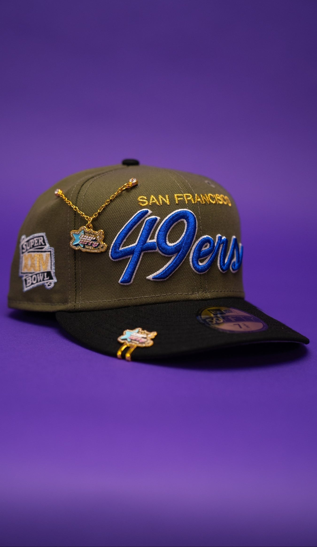 NEW ERA EXCLUSIVE 59FIFTY OLIVE/BLACK SAN FRANCISCO 49ERS W/ XXIV SUPER BOWL SIDE PATCH