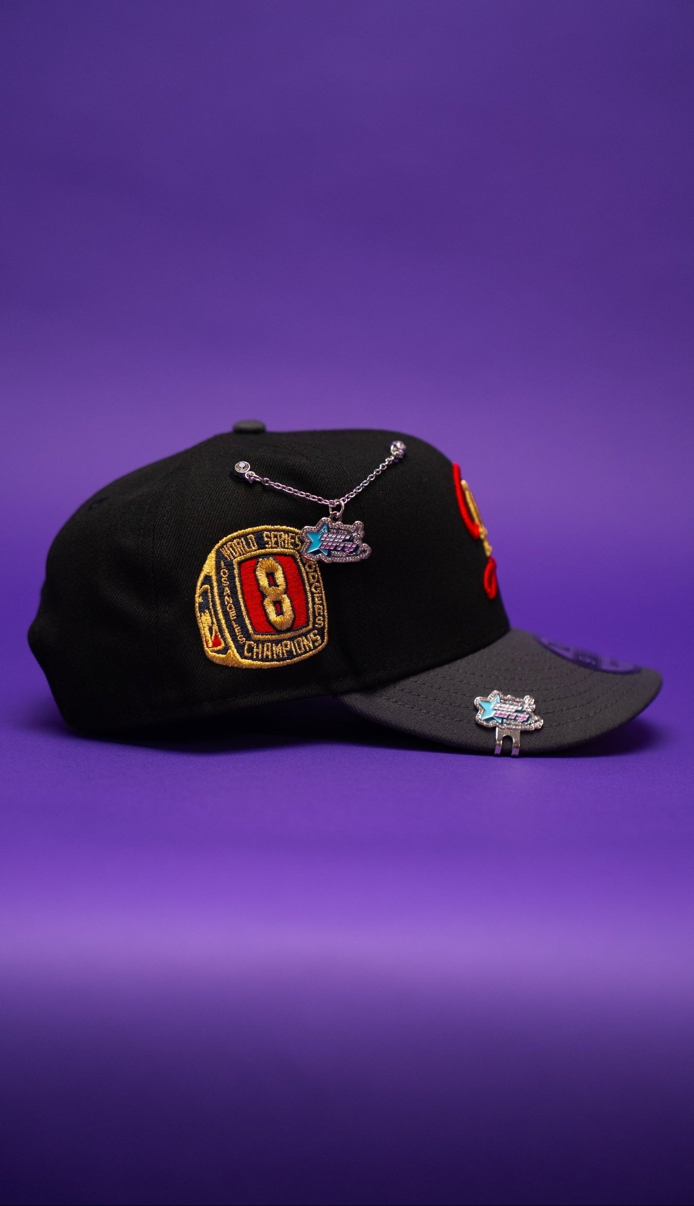 NEW ERA EXCLUSIVE 9FIFTY BLACK/GREY LOS ANGELES DODGERS SNAPBACK W/ 8X WORLD CHAMPIONS SIDE PATCH