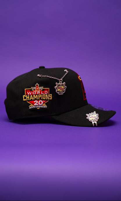 NEW ERA EXCLUSIVE 9FIFTY BLACKED OUT ANAHEIM ANGELS SNAPBACK W/ WORLD CHAMPIONS SIDE PATCH
