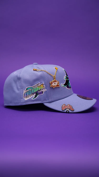 NEW ERA EXCLUSIVE 59FIFTY LAVENDER TAMPA BAY DEVILRAYS W/ 1998 INAUGURAL SEASON SIDE PATCH