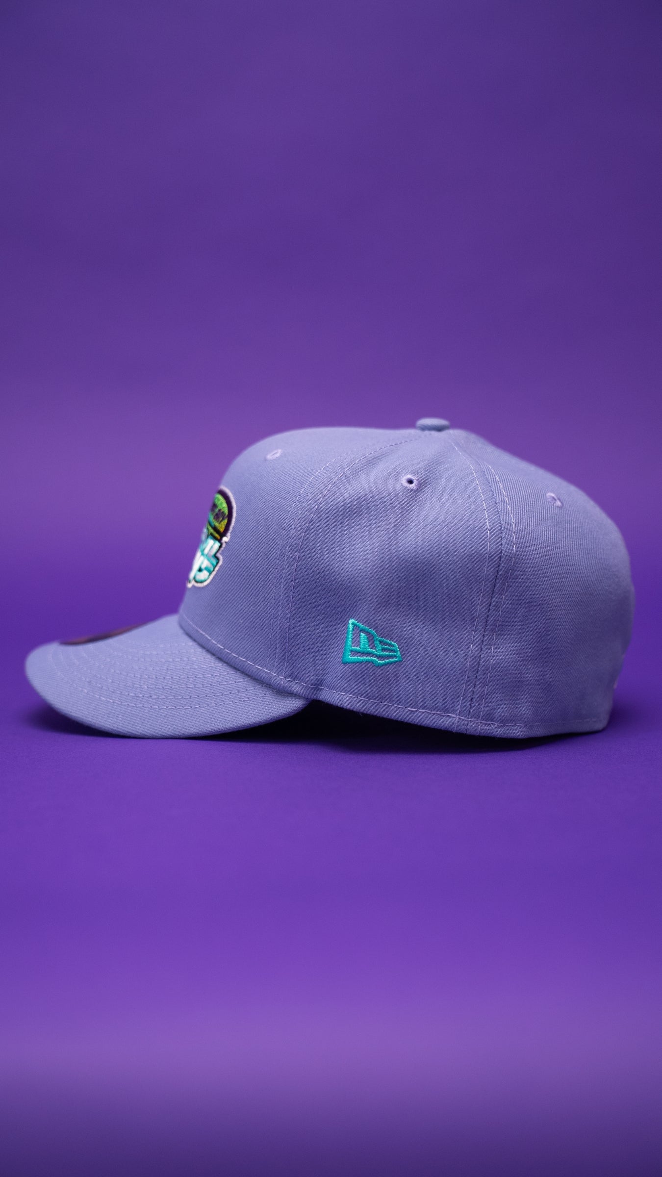 NEW ERA EXCLUSIVE 59FIFTY LAVENDER TAMPA BAY DEVILRAYS W/ 1998 INAUGURAL SEASON SIDE PATCH