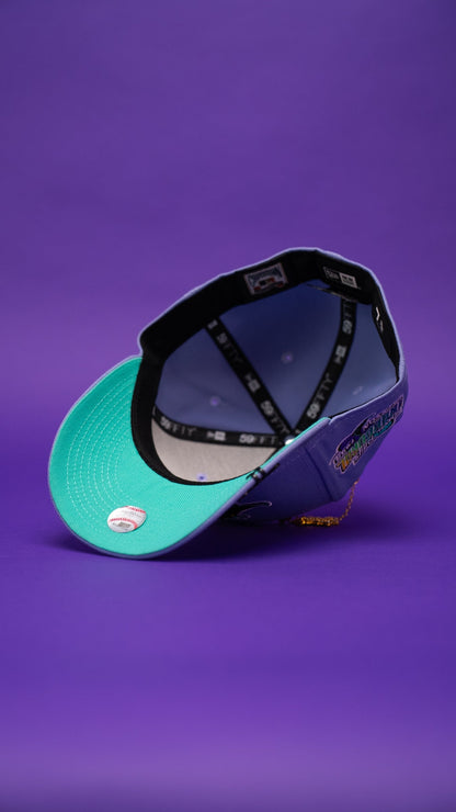 NEW ERA EXCLUSIVE 59FIFTY LAVENDER TAMPA BAY DEVILRAYS W/ 1998 INAUGURAL SEASON SIDE PATCH