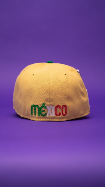NEW ERA EXCLUSIVE 59FIFTY VEGAS GOLD/GREEN MEXICO 2025 WORLD BASEBALL CLASSIC W/ MEXICO FLAG SIDE PATCH