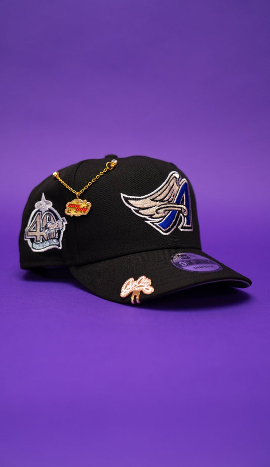 NEW ERA EXCLUSIVE 9FIFTY BLACK ANAHEIM ANGELS SNAPBACK W/ 40TH ANNIVERSARY SIDE PATCH