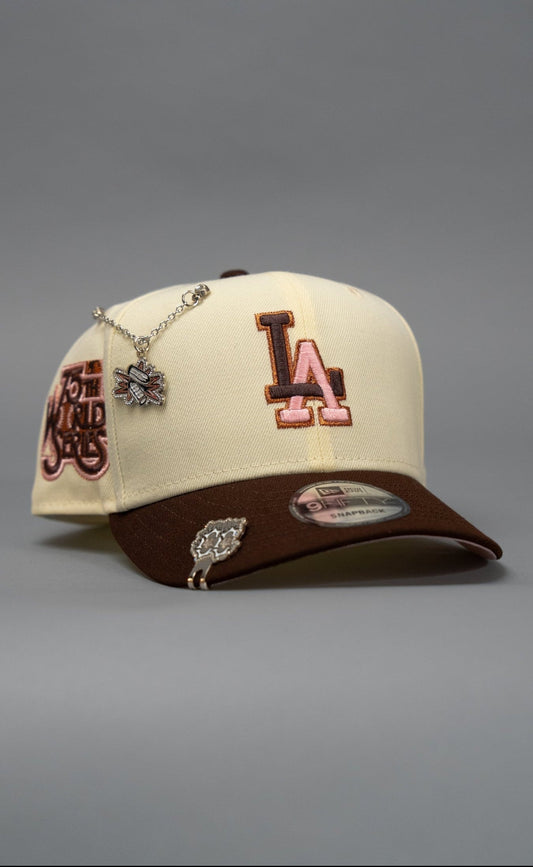NEW ERA EXCLUSIVE 9FIFTY CHROME/BROWN LOS ANGELES DODGERS SNAPBACK W/ 75TH WORLD SERIES SIDE PATCH
