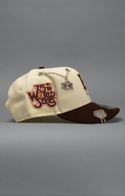 NEW ERA EXCLUSIVE 9FIFTY CHROME/BROWN LOS ANGELES DODGERS SNAPBACK W/ 75TH WORLD SERIES SIDE PATCH