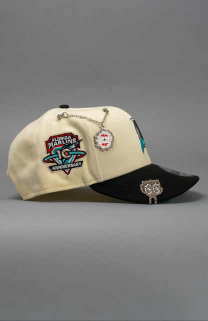 NEW ERA EXCLUSIVE 9FIFTY CHROME/BLACK MIAMI MARLINS SNAPBACK W/ 10TH ANNIVERSARY SIDE PATCH