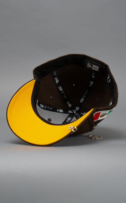 NEW ERA EXCLUSIVE 59FIFTY BROWN CORDUROY MEXICO 2025 WORLD BASEBALL CLASSIC W/ MEXICO FLAG SIDE PATCH