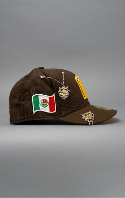 NEW ERA EXCLUSIVE 59FIFTY BROWN CORDUROY MEXICO 2025 WORLD BASEBALL CLASSIC W/ MEXICO FLAG SIDE PATCH