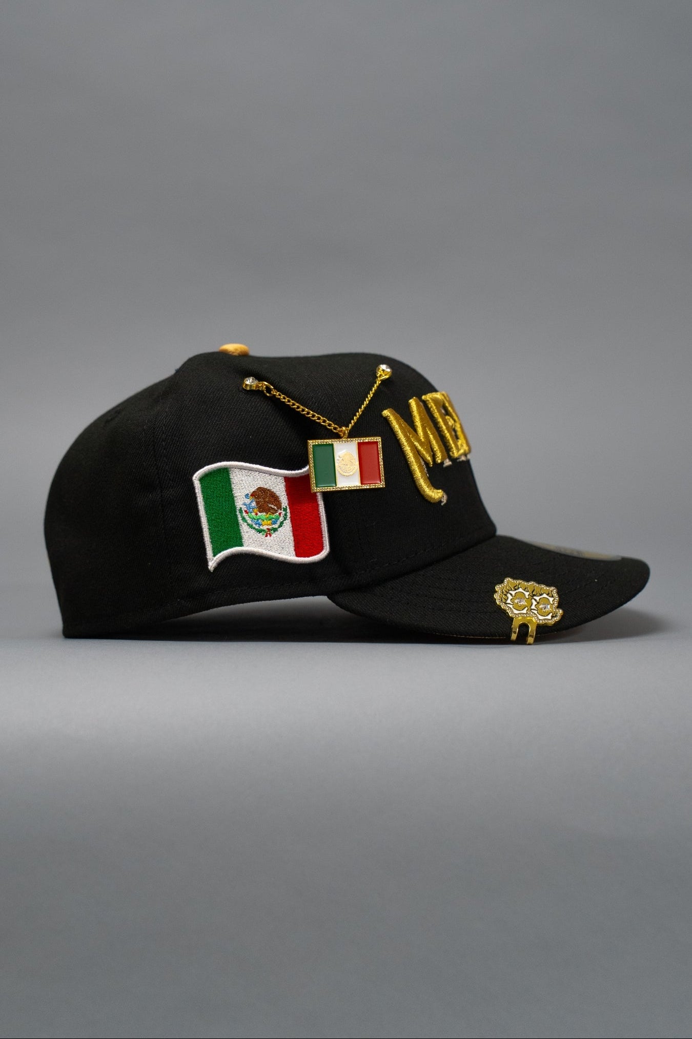 NEW ERA EXCLUSIVE 59FIFTY BLACK 2025 WBC MEXICO SCRIPT W/ MEXICO FLAG SIDE PATCH