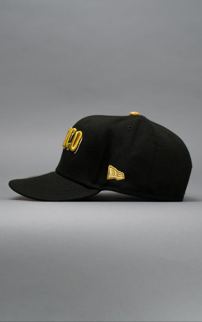 NEW ERA EXCLUSIVE 59FIFTY BLACK 2025 WBC MEXICO SCRIPT W/ MEXICO FLAG SIDE PATCH