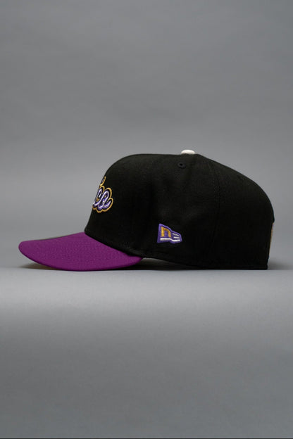 NEW ERA EXCLUSIVE 59FIFTY BLACK/PURPLE 2025 WBC MEXICO SCRIPT W/ MEXICO FLAG SIDE PATCH