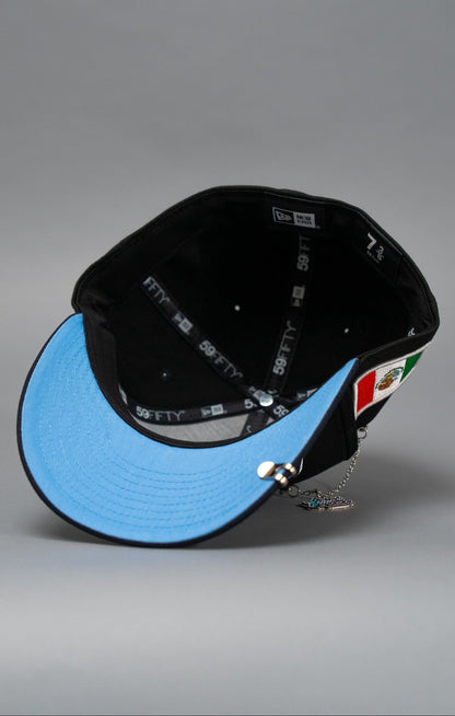 NEW ERA EXCLUSIVE 59FIFTY BLACK/NAVY 2025 WBC MEXICO SCRIPT W/ MEXICO FLAG SIDE PATCH