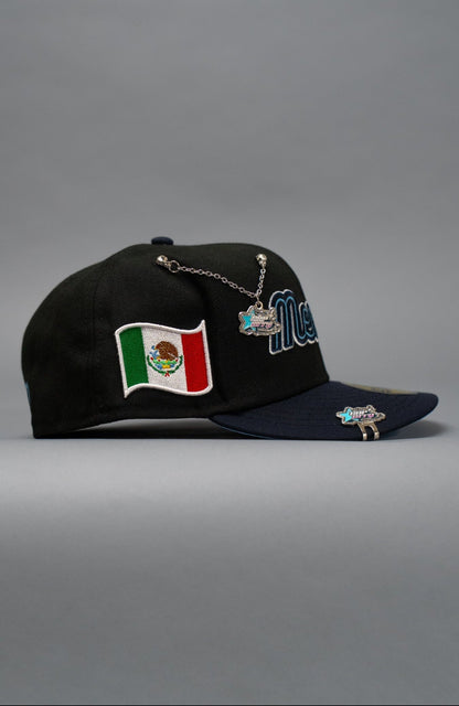 NEW ERA EXCLUSIVE 59FIFTY BLACK/NAVY 2025 WBC MEXICO SCRIPT W/ MEXICO FLAG SIDE PATCH
