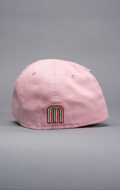 NEW ERA EXCLUSIVE 59FIFTY PINK MEXICO 2025 WORLD BASEBALL CLASSIC W/ RED ROSE + MEXICO FLAG SIDE PATCH