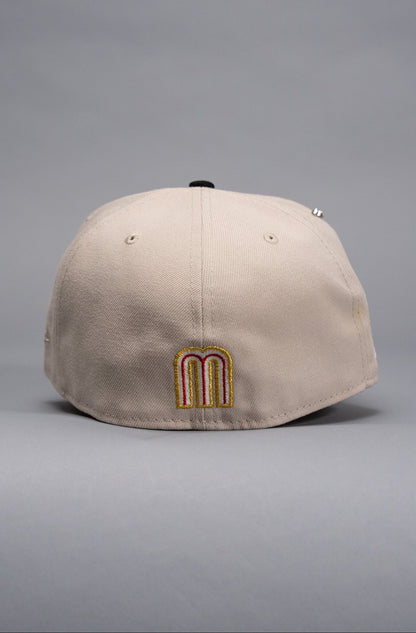 NEW ERA EXCLUSIVE 59FIFTY LIGHT GREY/BLACK MEXICO 2025 WORLD BASEBALL CLASSIC W/ MEXICO FLAG SIDE PATCH