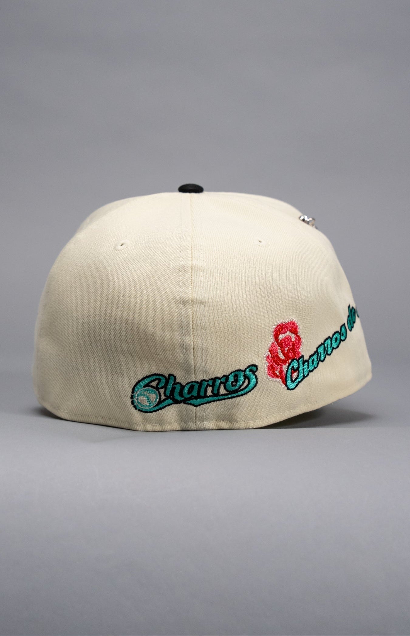 NEW ERA EXCLUSIVE 59FIFTY CHROME/ BLACK CHARROS DE JALISCO W/ "JALISCO" SCRIPT SIDE PATCH