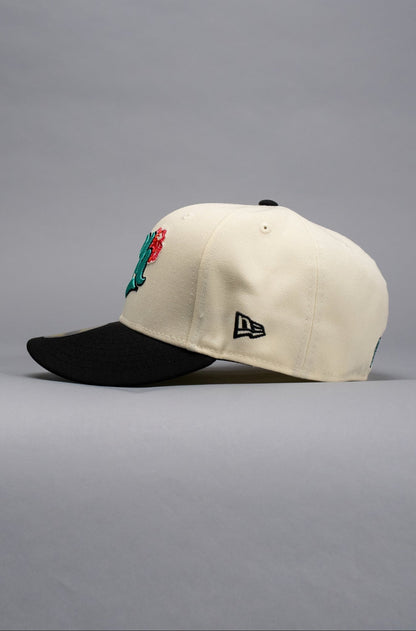 NEW ERA EXCLUSIVE 59FIFTY CHROME/ BLACK CHARROS DE JALISCO W/ "JALISCO" SCRIPT SIDE PATCH