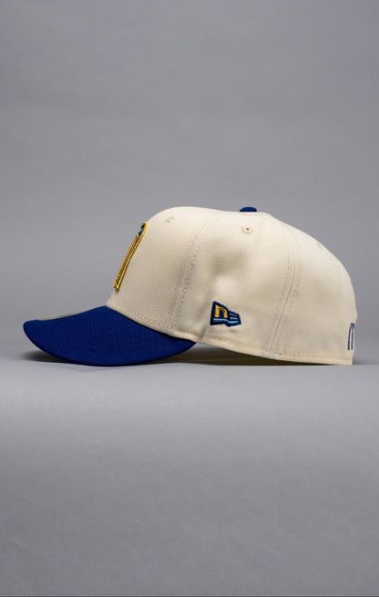 NEW ERA EXCLUSIVE 59FIFTY CHROME/BLUE MEXICO 2025 WORLD BASEBALL CLASSIC W/ MEXICO FLAG SIDE PATCH