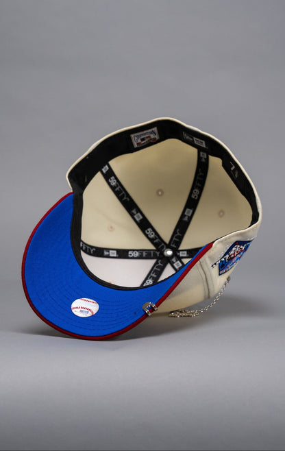 NEW ERA EXCLUSIVE 59FIFTY CHROME/MAROON LOS ANGELES DODGERS W/ 50TH ANNIVERSARY SIDE PATCH