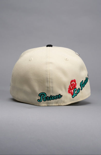 NEW ERA EXCLUSIVE 59FIFTY CHROME/BLACK PERICOS DE PUBELA W/ "PERICOS" SCRIPT SIDE PATCH