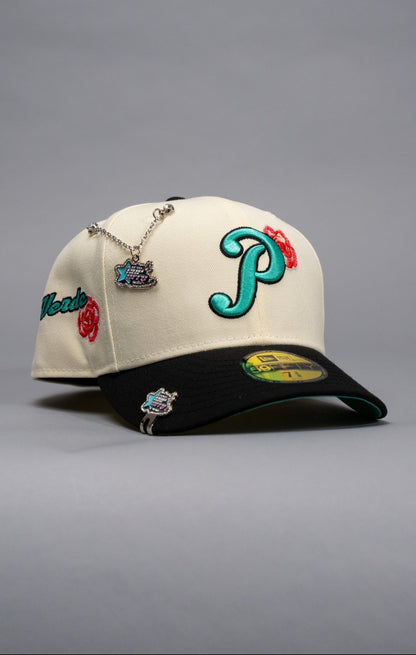 NEW ERA EXCLUSIVE 59FIFTY CHROME/BLACK PERICOS DE PUBELA W/ "PERICOS" SCRIPT SIDE PATCH