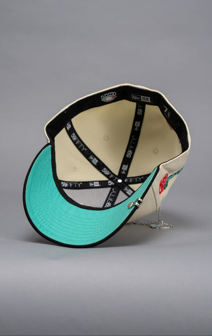 NEW ERA EXCLUSIVE 59FIFTY CHROME/BLACK PERICOS DE PUBELA W/ "PERICOS" SCRIPT SIDE PATCH